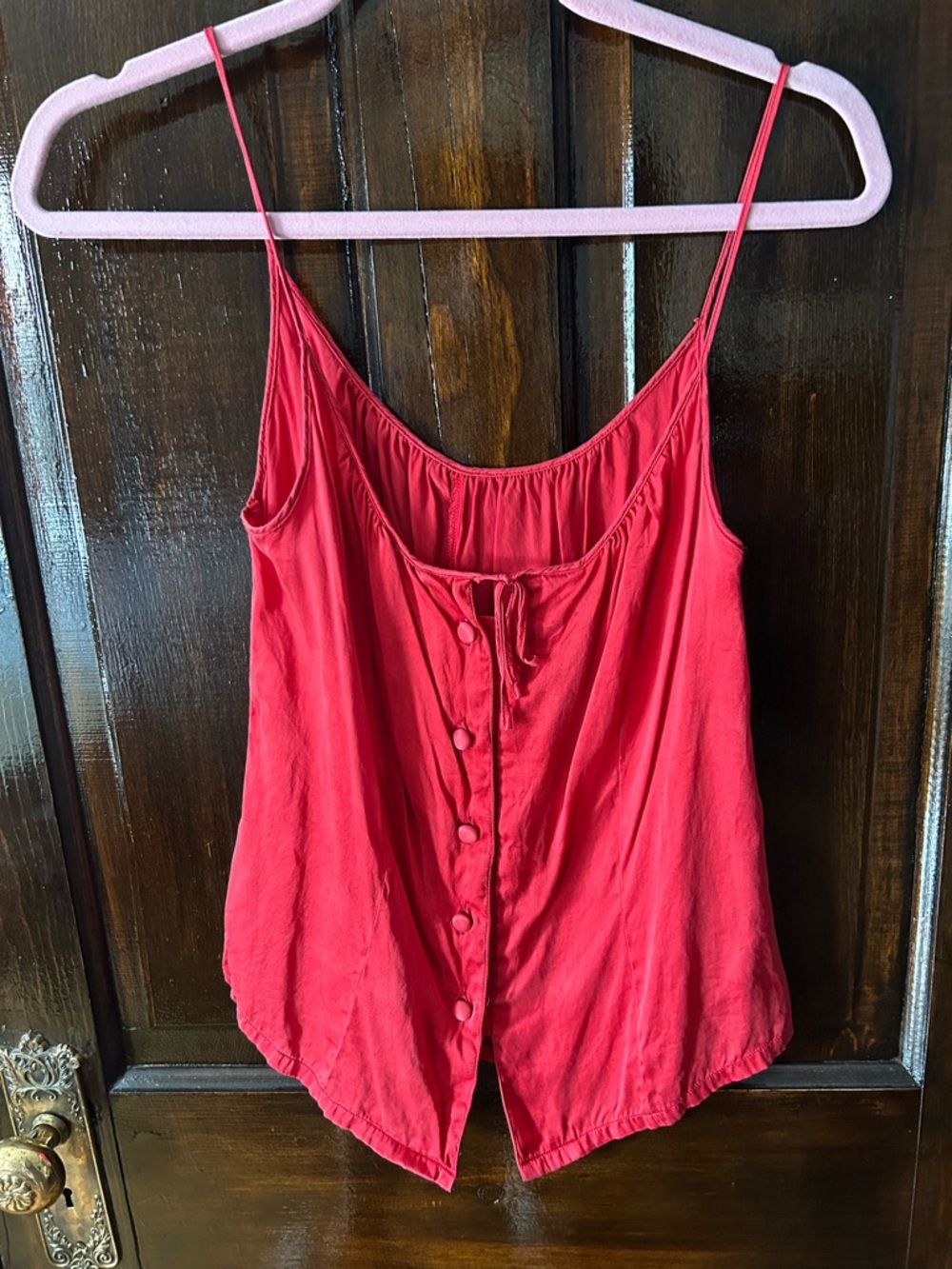 Women’s Silk Red Button-Front Tank Top